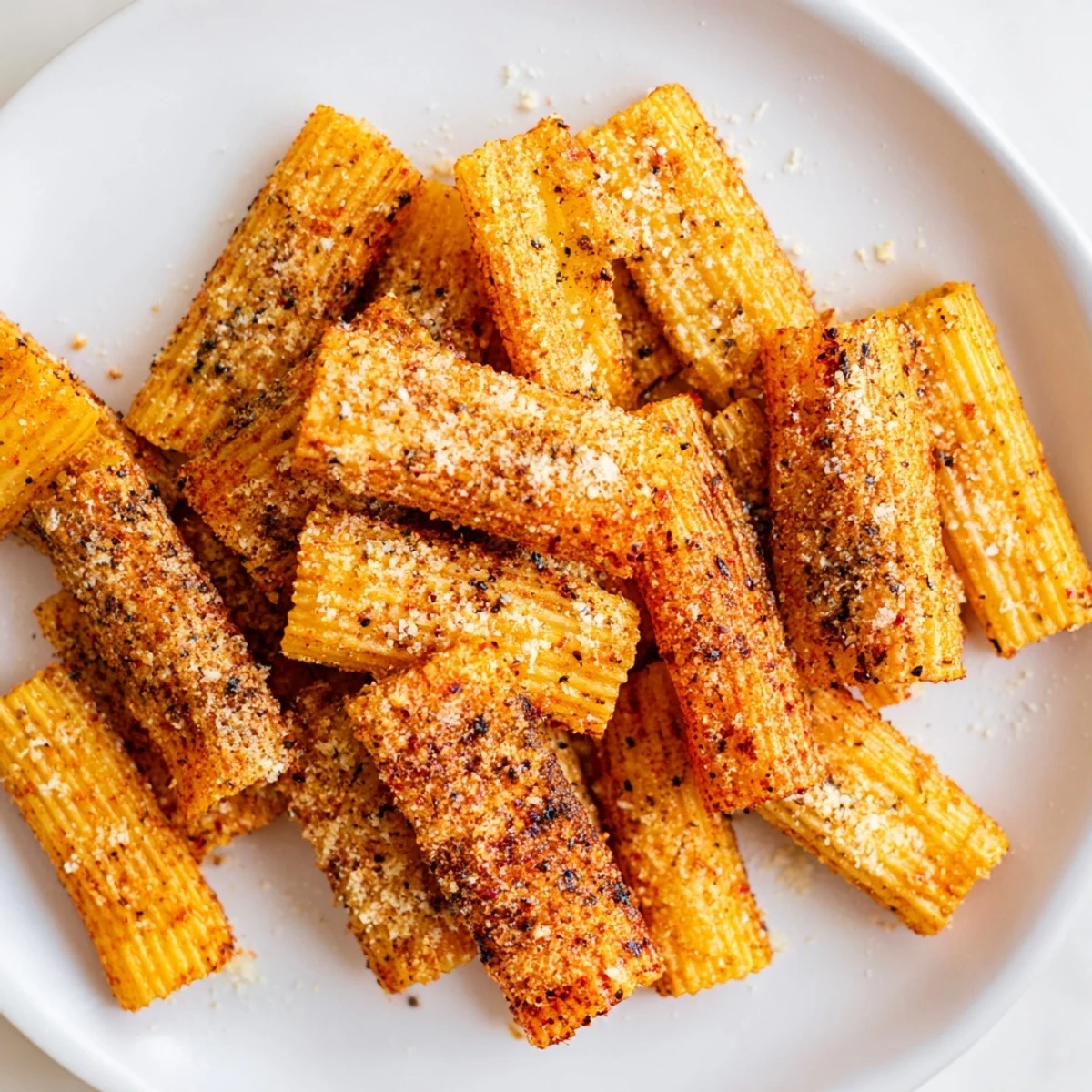 Flavorful seasoned pasta chips variety, ideal for sharing with friends at gatherings.