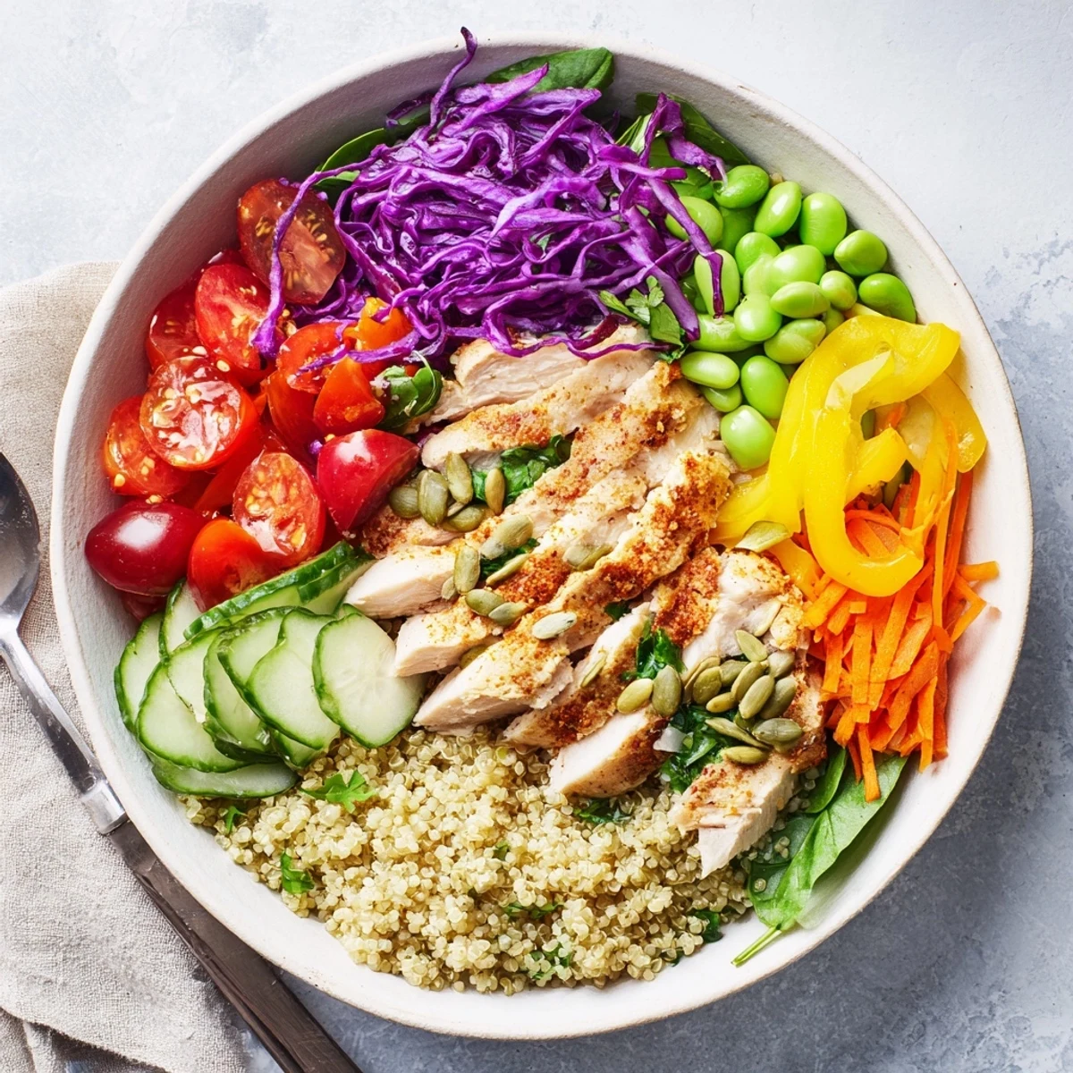 Nutrient-rich meal-prep bowls featuring bright colors and wholesome ingredients for lunch.