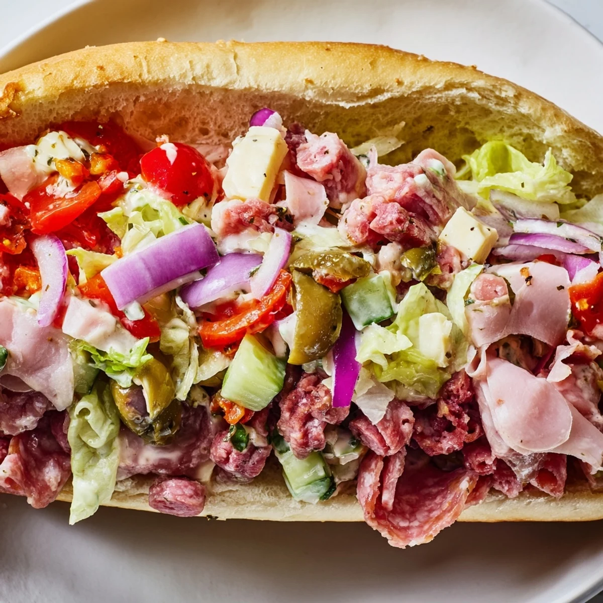 Vibrant flavor mash-up sandwiches brimming with deli meats and fresh vegetables.  