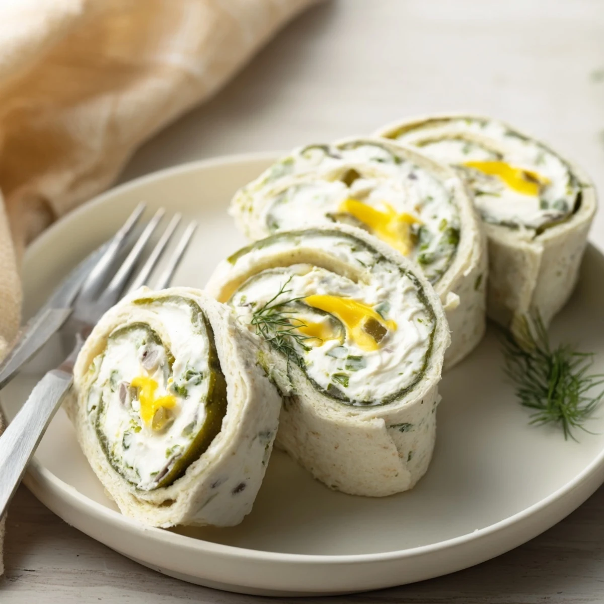 Crispy Pickle-in-a-Blanket snacks rolled in creamy cheese and soft tortillas.  