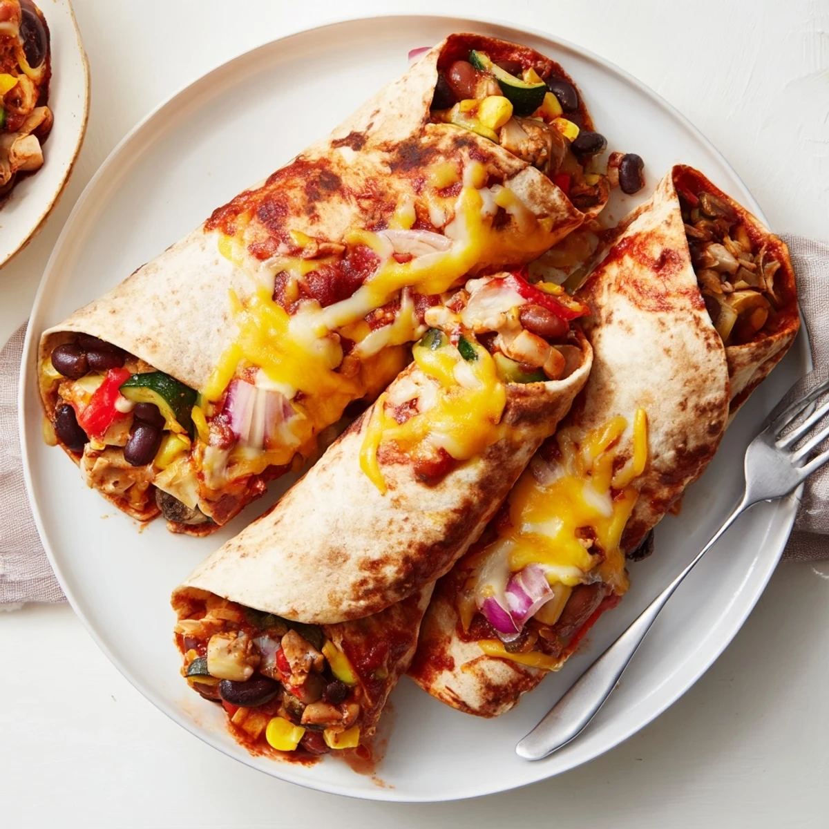 Delicious Farmers Market Vegetarian Enchiladas, featuring colorful vegetables in a rich, homemade sauce.