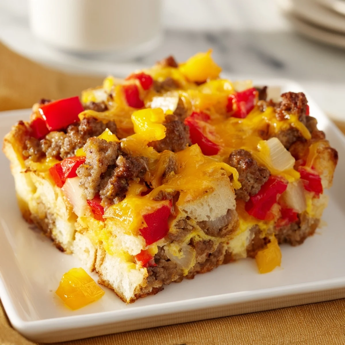 Freshly baked Lightning-Fast Breakfast Sausage Casserole, perfect for a hearty and satisfying breakfast meal.