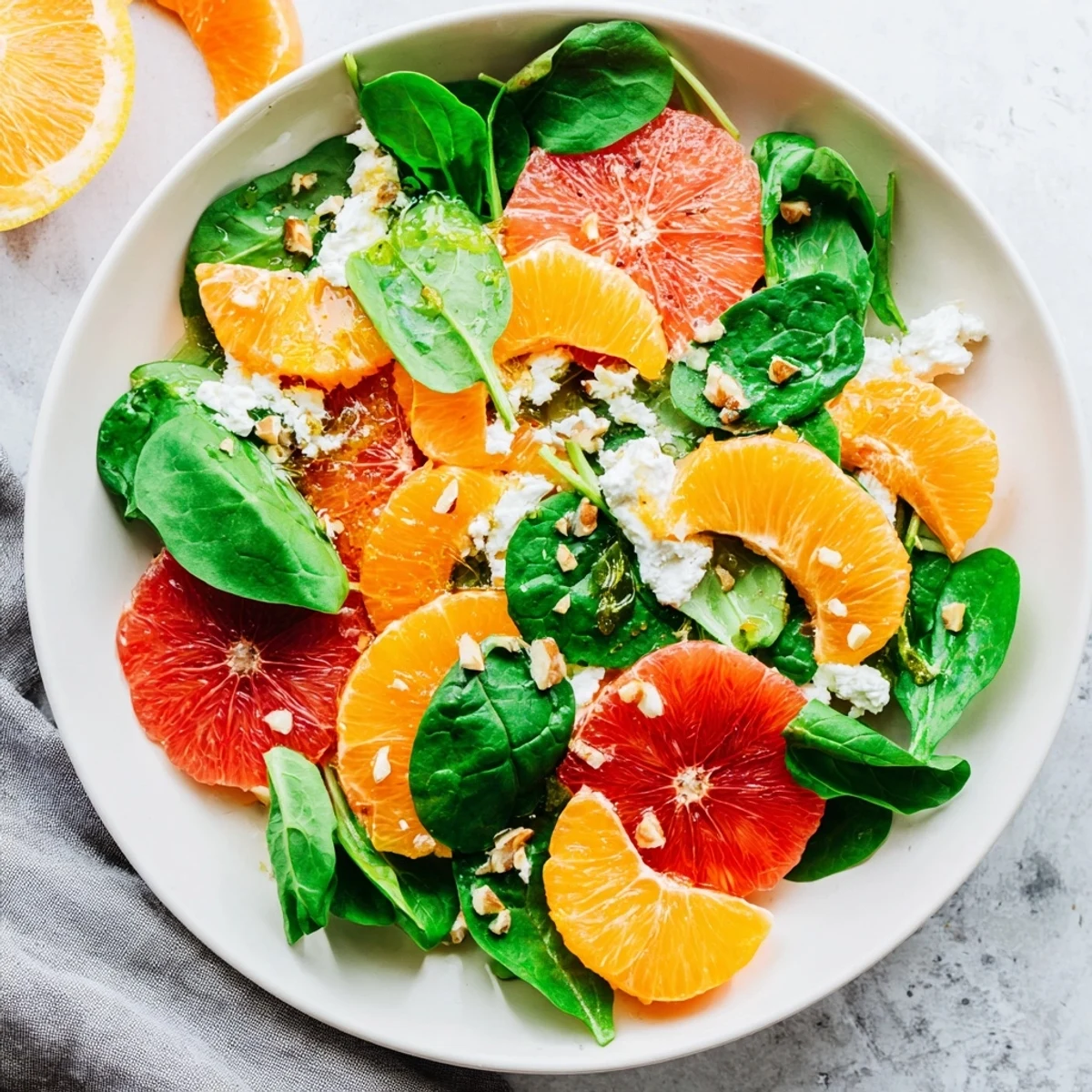 Bright and zesty, this Winter Citrus & Candied Pecan Salad features juicy fruit and creamy goat cheese.