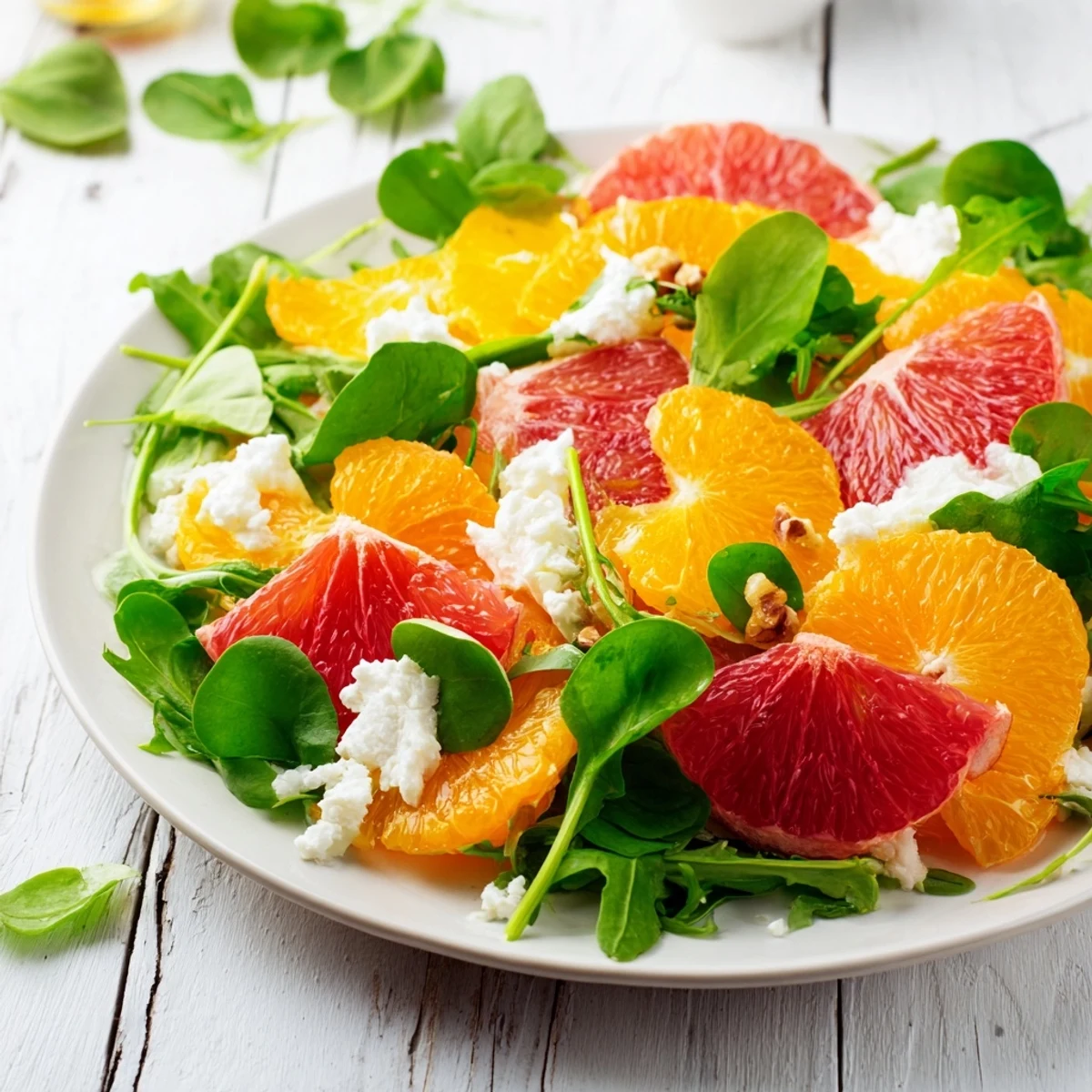 The colorful Winter Citrus & Candied Pecan Salad: a refreshing blend of textures and flavors on a plate.