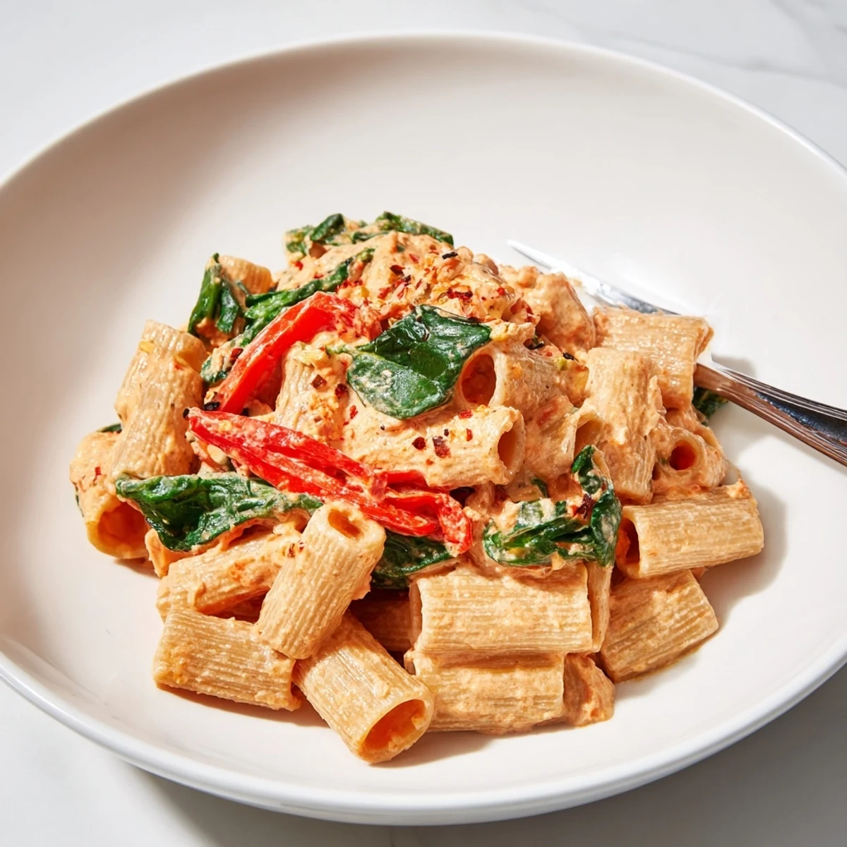 This lightened-up Vodka Rosé Christmas Pasta showcases a festive, creamy tomato and vodka sauce.