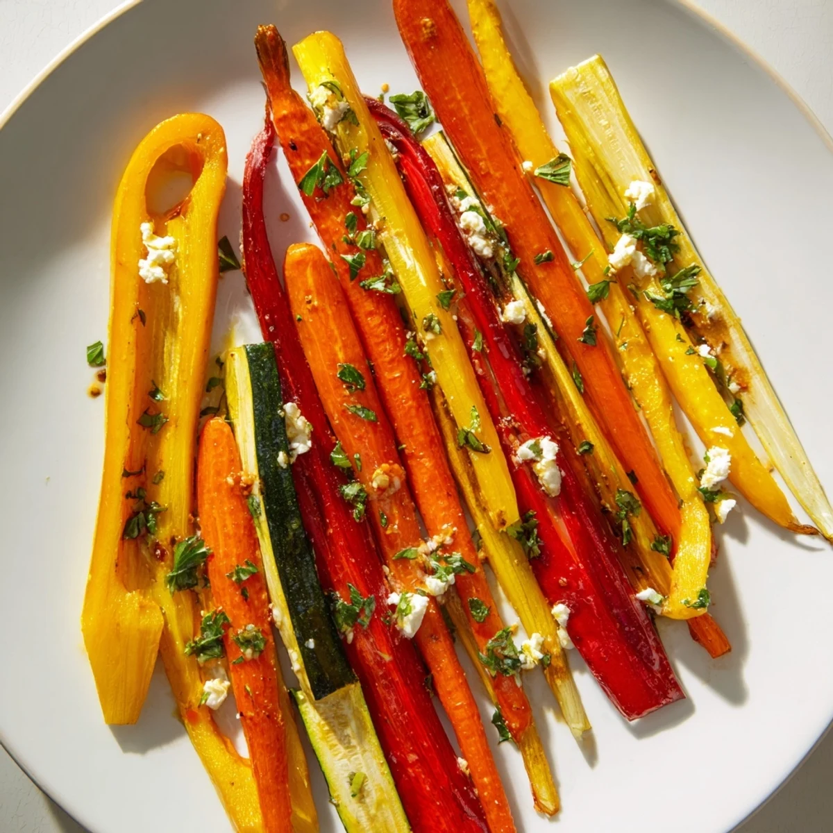 Roasted Christmas Sleigh Veggie Rails featuring colorful vegetables, ready to serve as a festive appetizer.