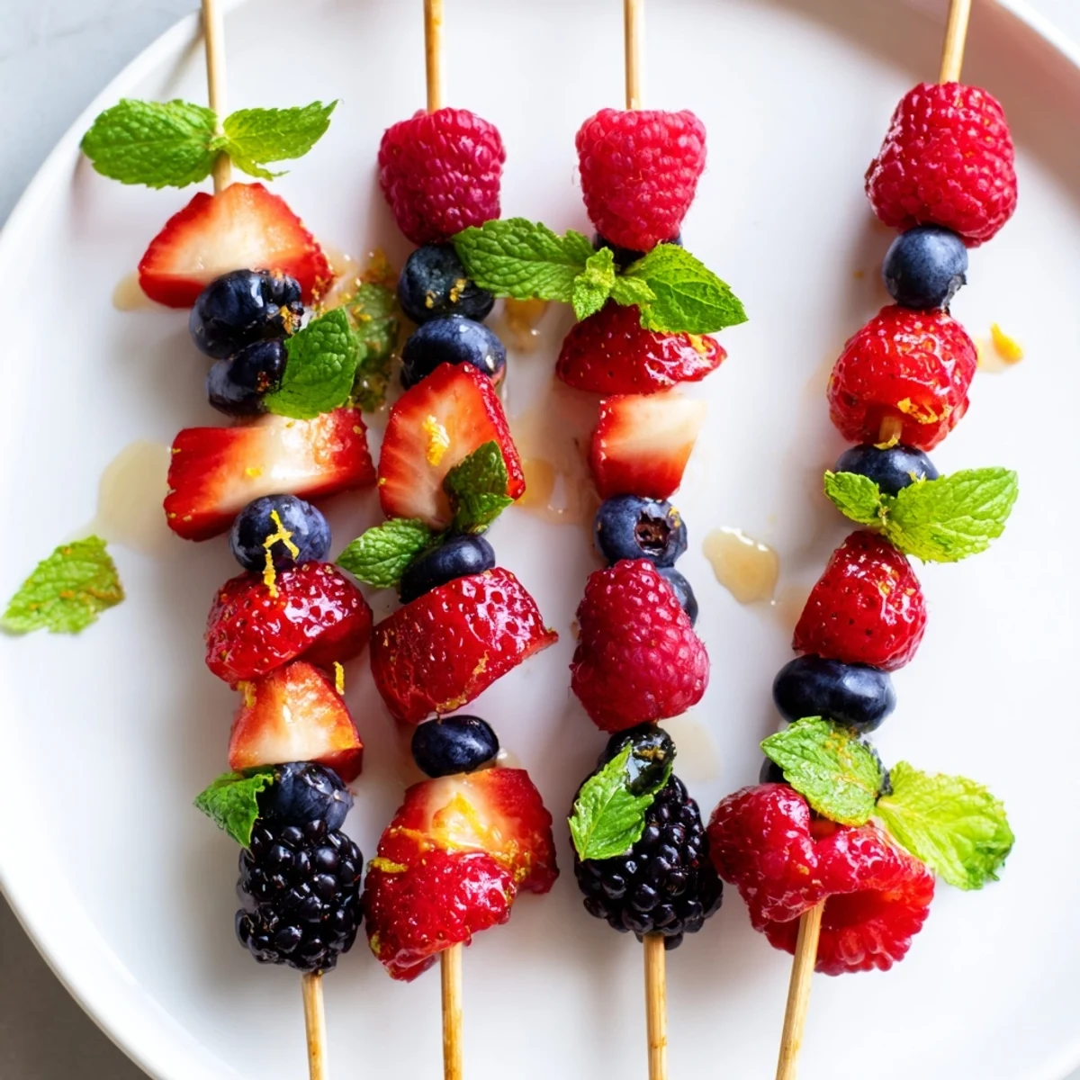 Simple Berry Mint Skewers