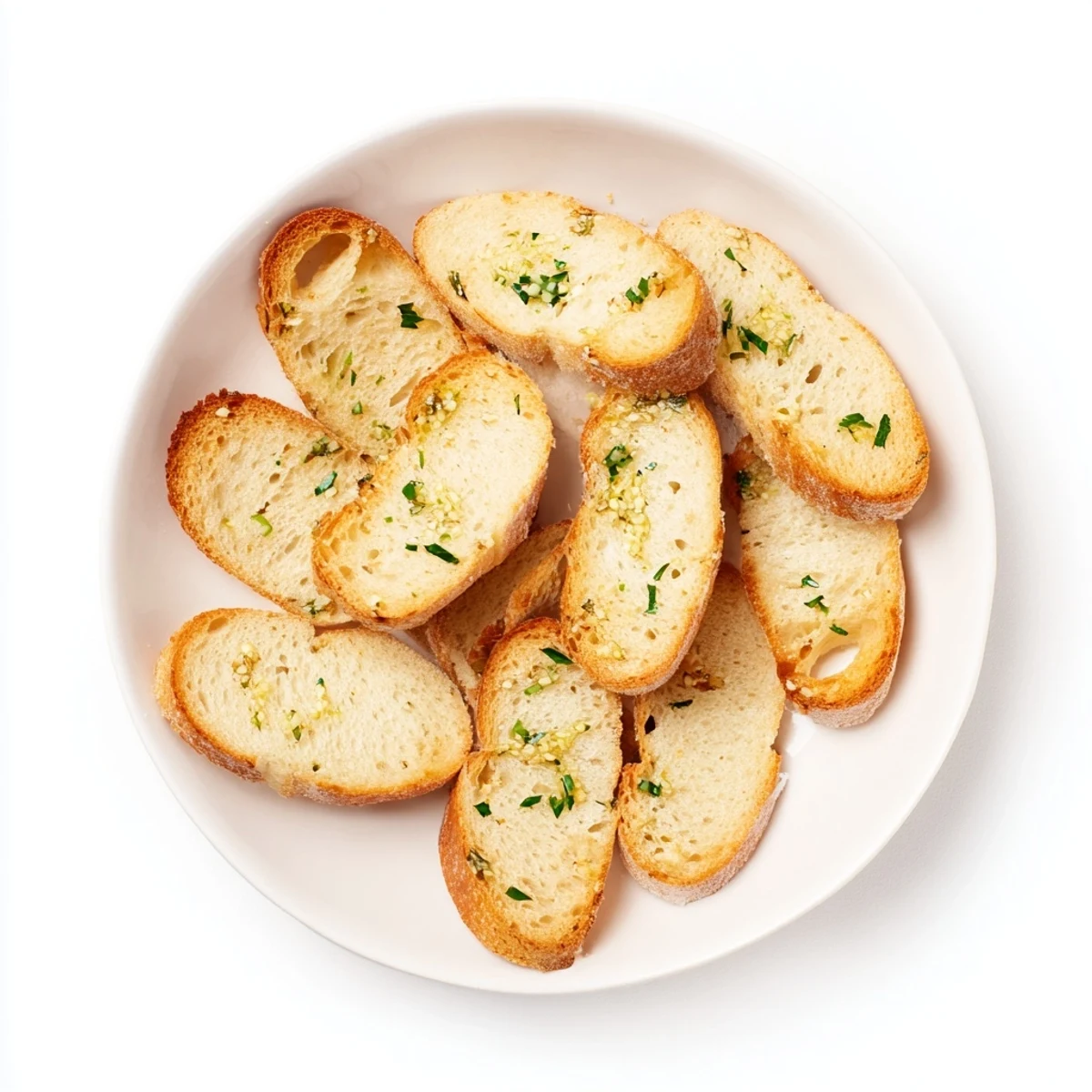 Savory baguette slices form a welcoming circle, perfect for dipping sauces or delightful soups.