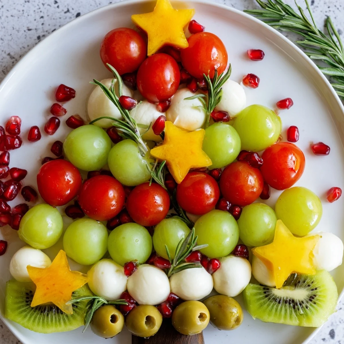 Enjoy a beautifully arranged Christmas Tree Triangle Board, featuring festive fruit arrangement and ready to serve.