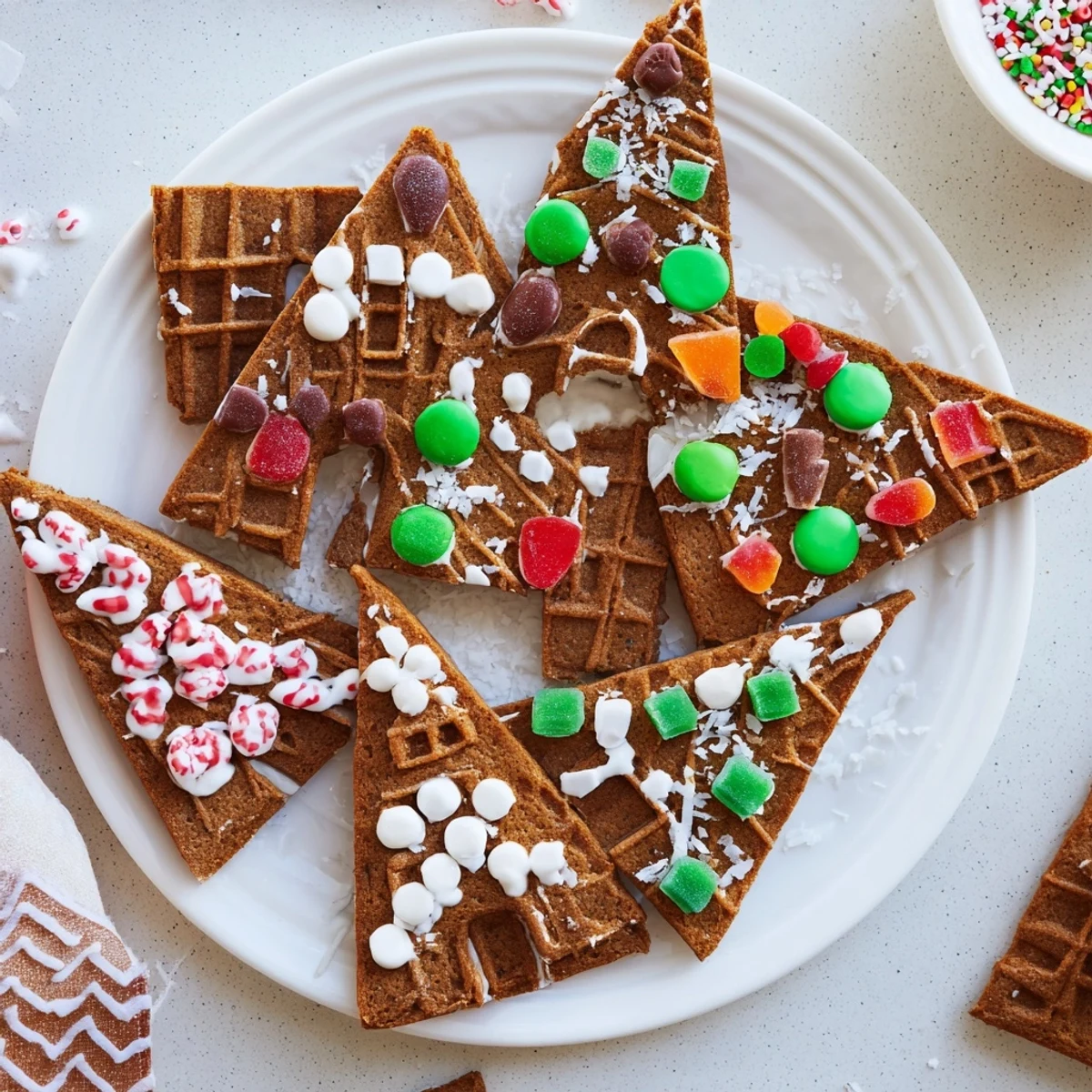 A beautifully displayed Gingerbread House Board, ready for assembling and adorning with sweet candies.
