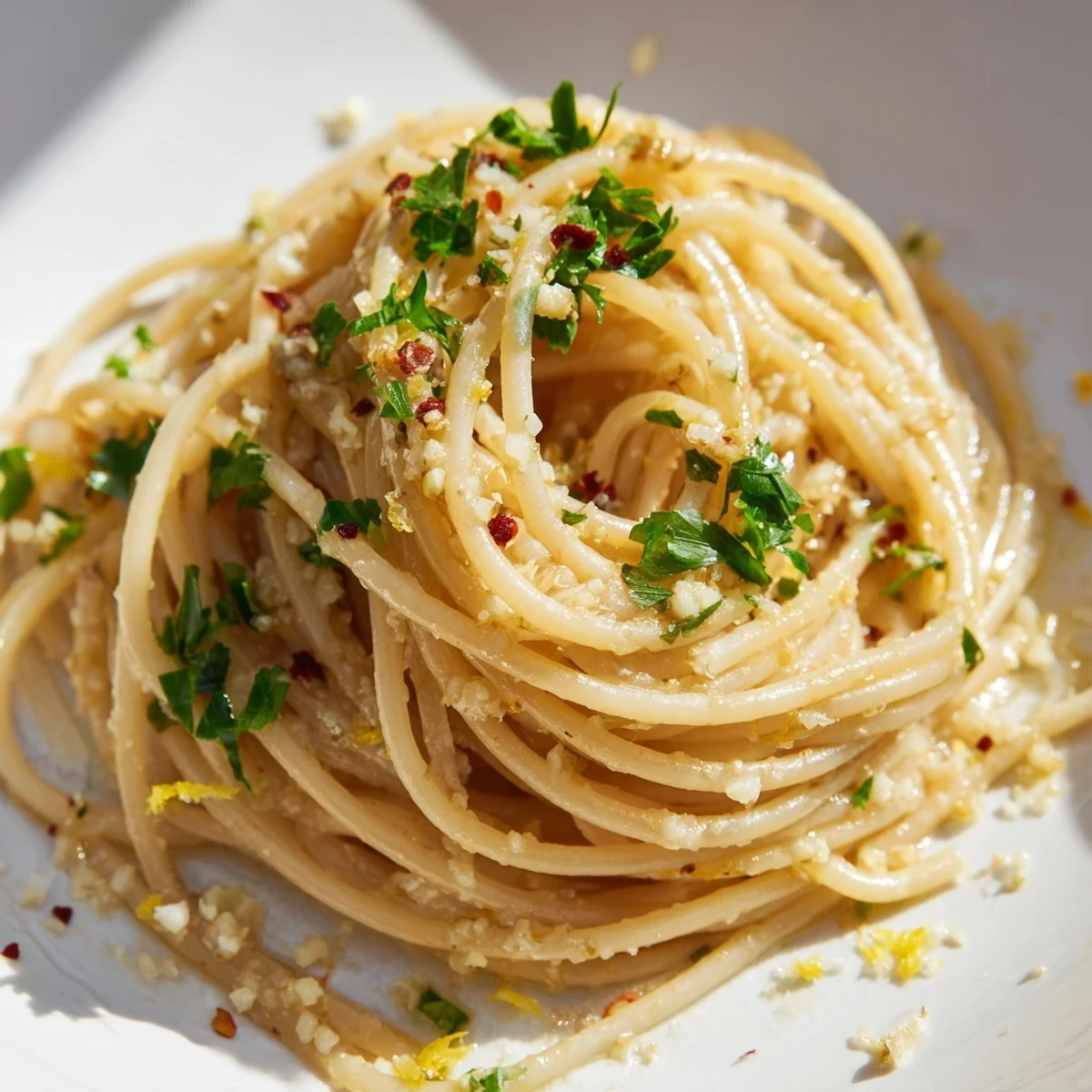 Golden Garlic Butter Noodles, perfectly coated with a glistening, flavorful sauce, ready to serve.
