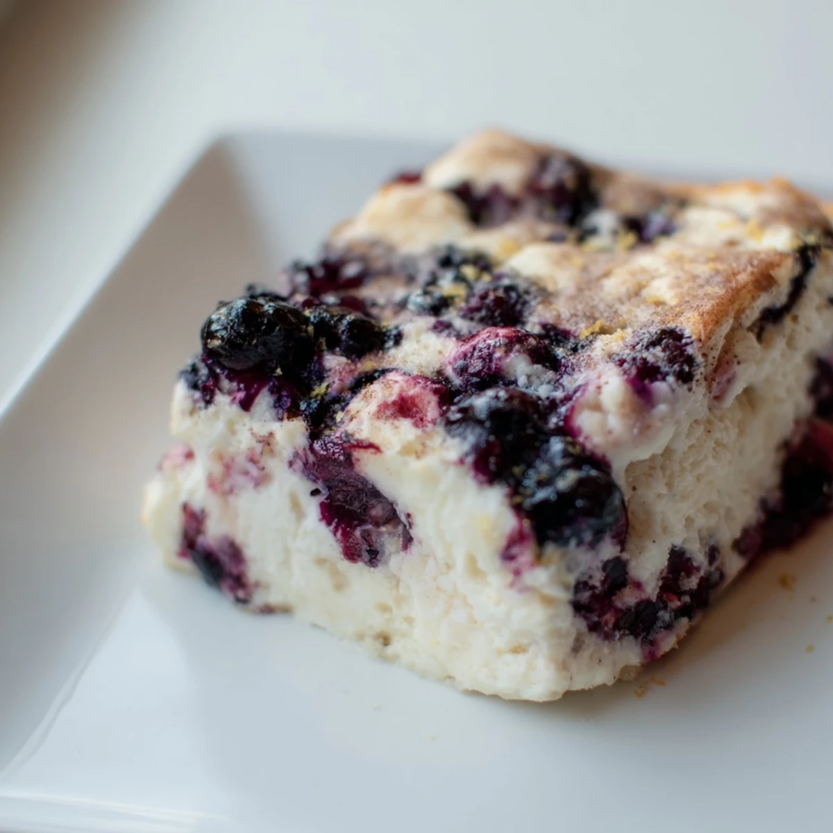 Creamy Blueberry Cottage Cheese Bake, baked golden with juicy blueberries for a perfect breakfast.