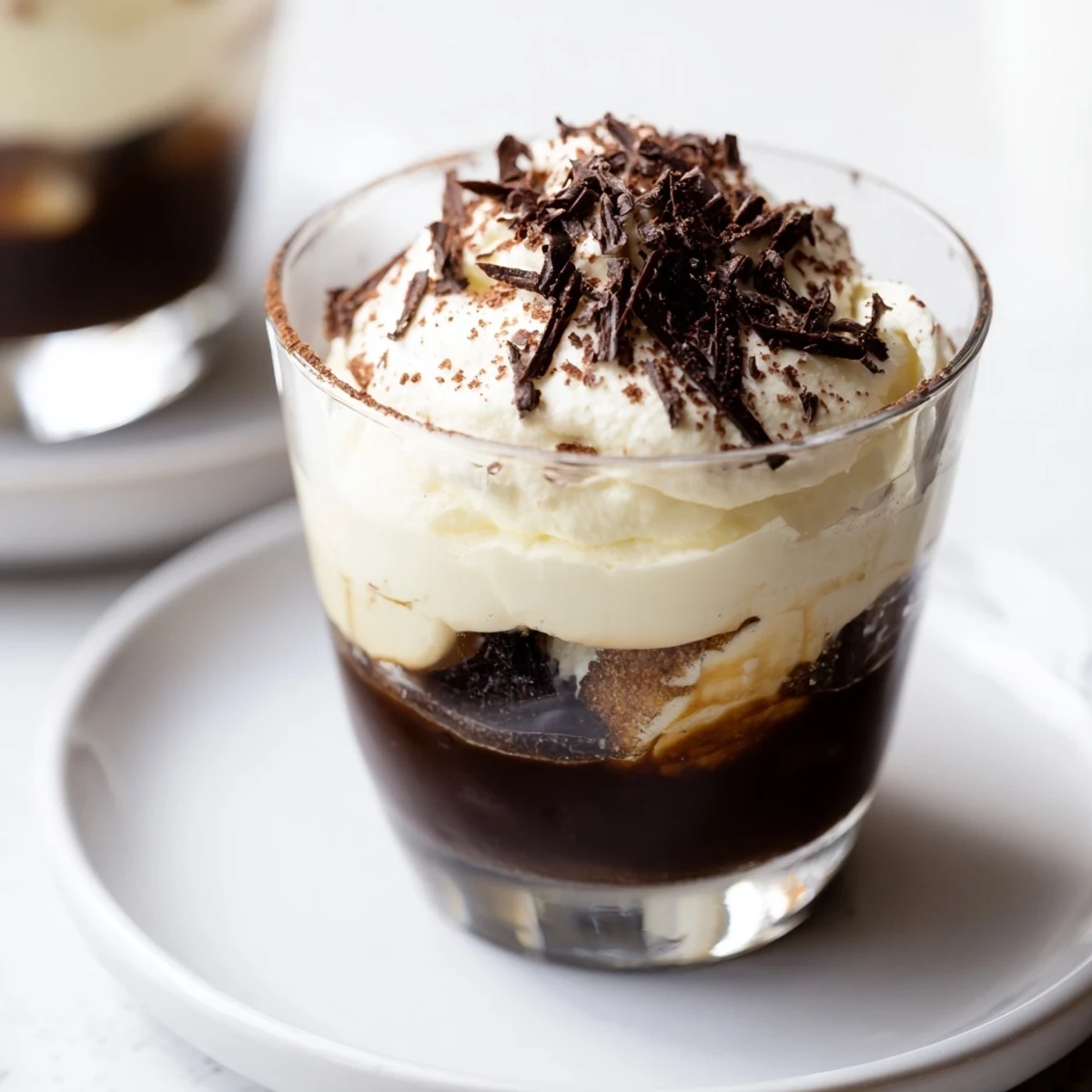 Deconstructed Tiramisu Shots in small glasses, a delicious modern Italian dessert ready to enjoy.