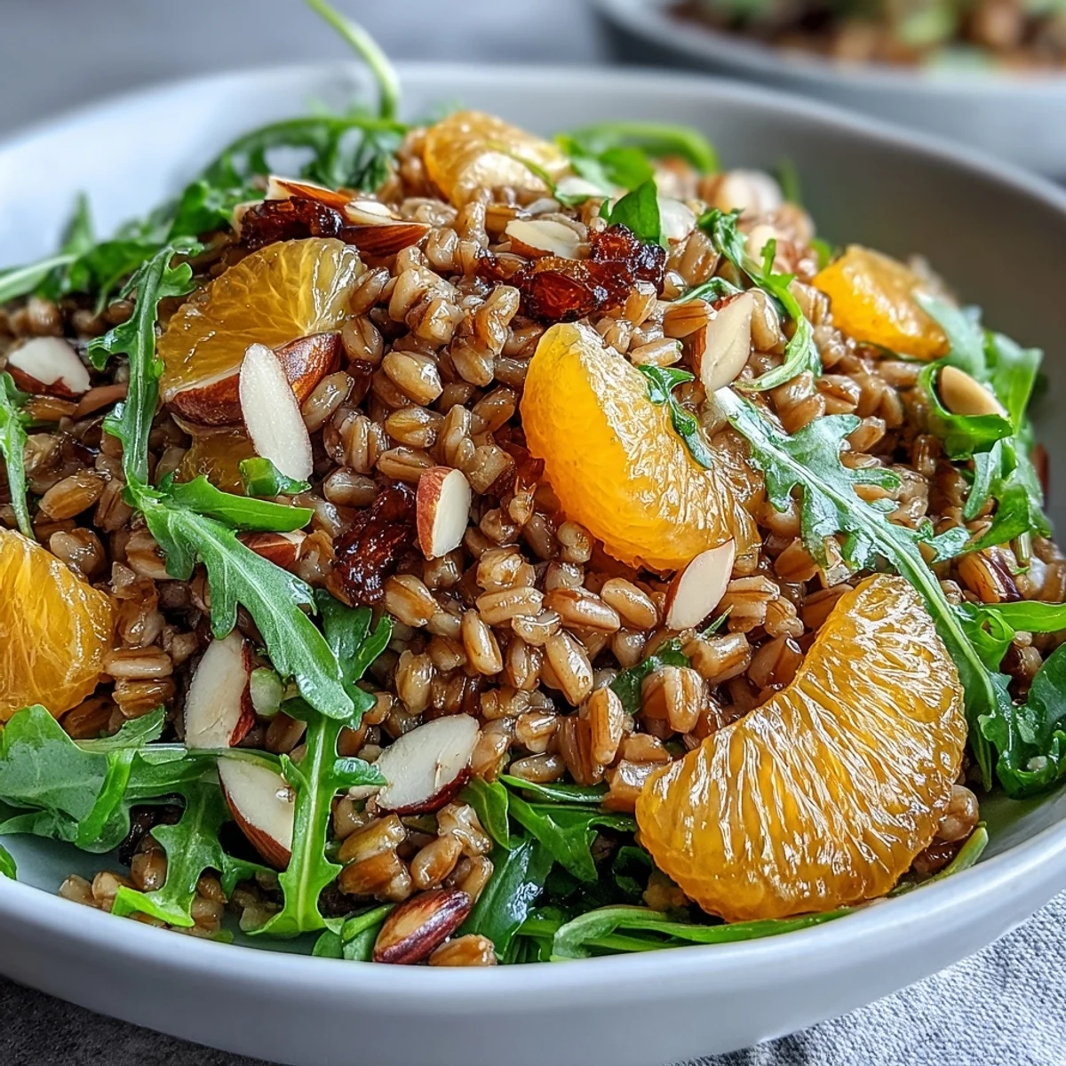 Golden almonds crown a refreshing farro salad with fennel and citrus.