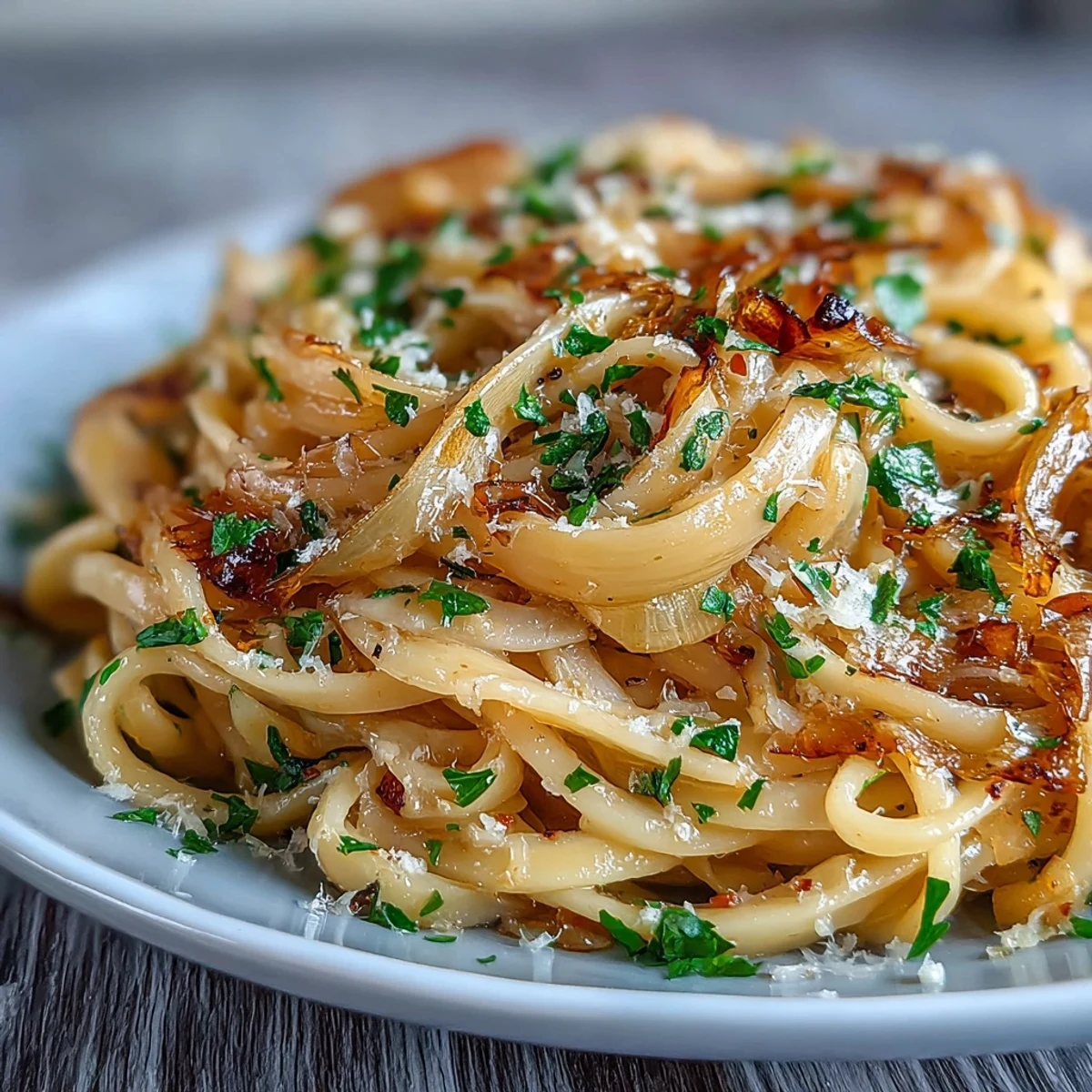 Hearty Cabbage Pasta With Garlic and Parmesan served warm in a white bowl, garnished with lemon zest.