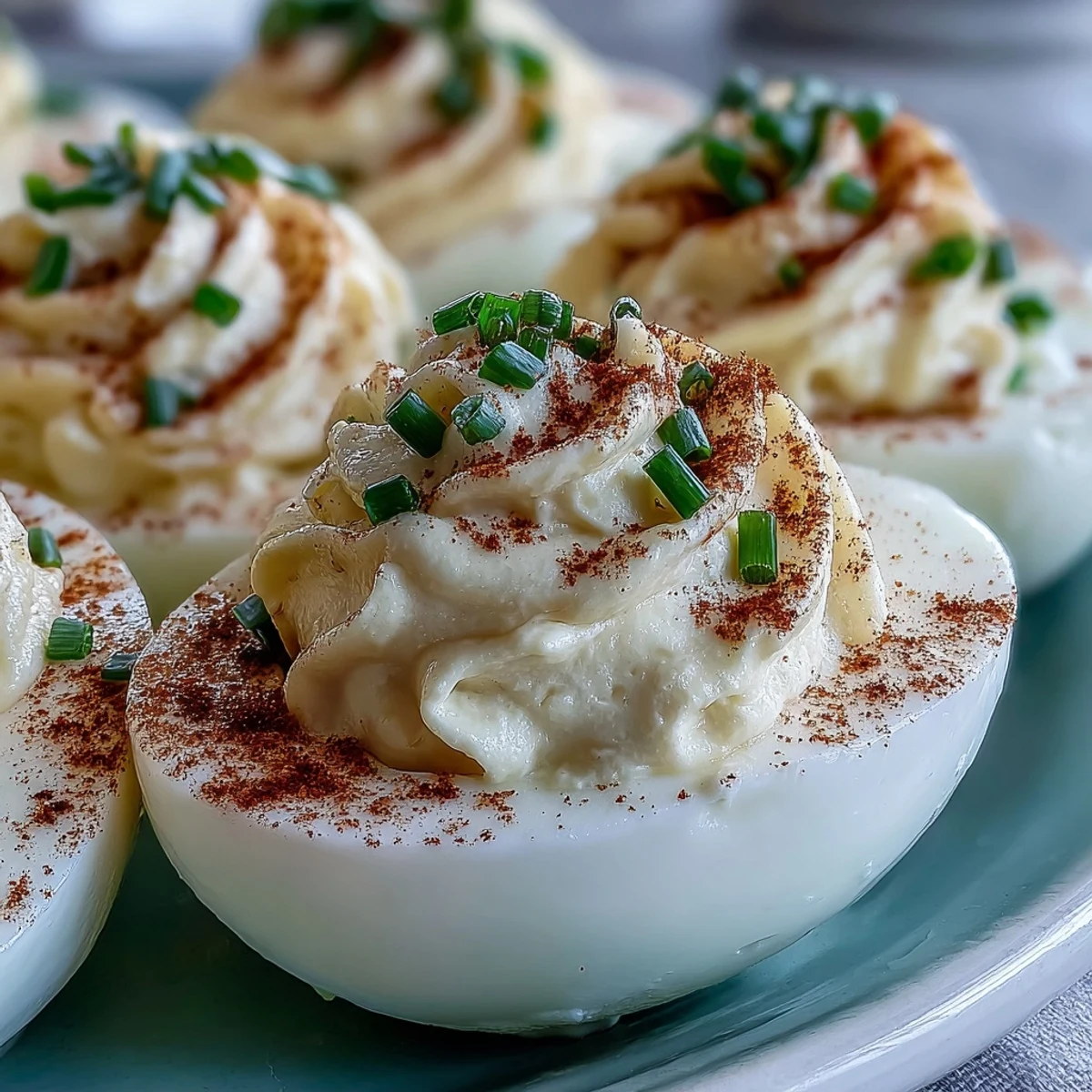 Smooth yolk filling piped into egg whites for Million Dollar Deviled Eggs with paprika dust.