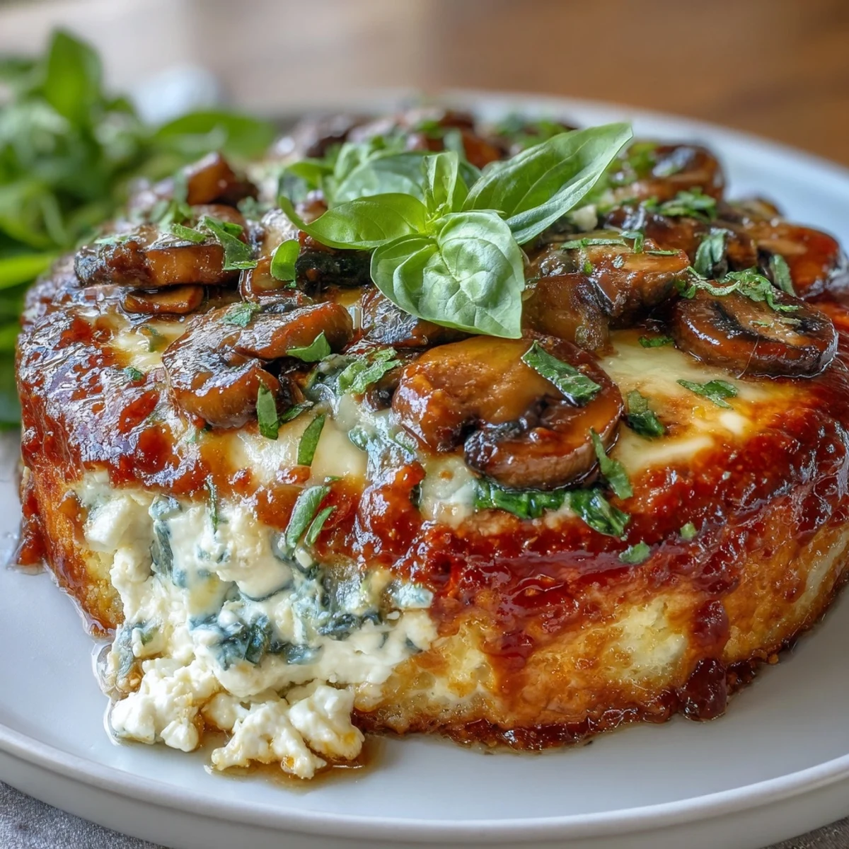 Baked Cottage Cheese Pizza Bowl with melted mozzarella and colorful bell peppers.