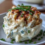 Golden Crab Cake Deviled Eggs, featuring creamy filling and a hint of Old Bay.