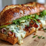 Gourmet French baguette sandwich recipe, a quick, buttery, ham and cheese delight.