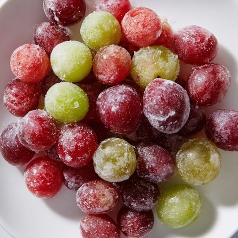 Icy, vibrant green frozen grapes, a simple, delicious, and healthy snack ready to enjoy.