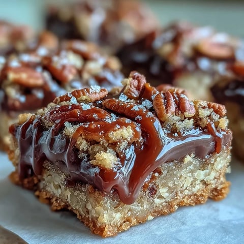 Decadent Sweet and Chewy Turtle Bars with Chocolate and Caramel feature golden crumb topping and rich caramel pooling over toasted pecans.