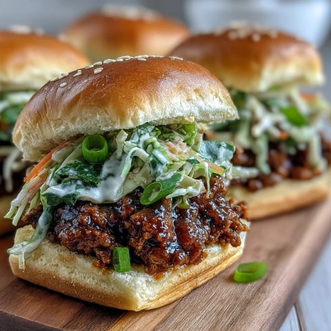 Golden brown Korean Turkey Sloppy Joe Sliders stuffed with sweet and spicy ground turkey on soft buns.