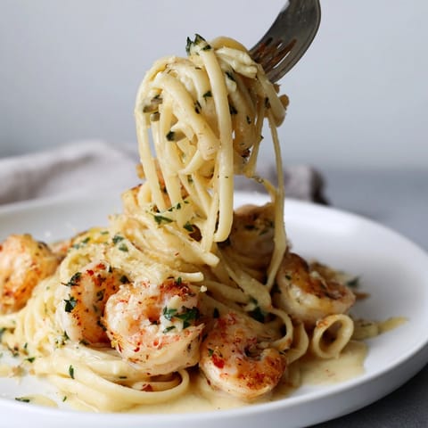 Imagine the taste of Creamy Herb Shrimp Linguine; a flavorful, quick weeknight dinner.