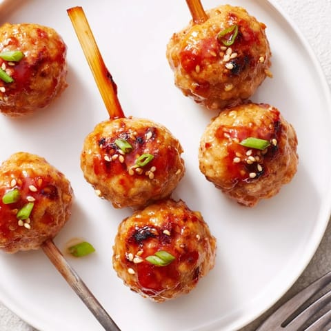 Japanese Yakitori Meatball Skewers