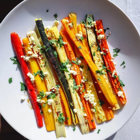 Vibrant Christmas Sleigh Veggie Rails: roasted carrots and peppers arranged for a delicious, healthy holiday snack.