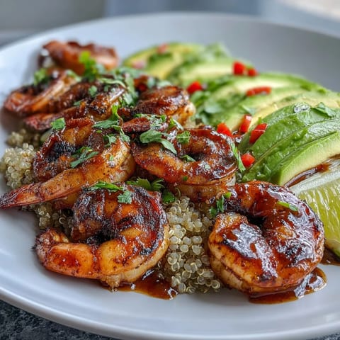 Fresh Shrimp and Creamy Avocado Bowls with Zesty Mango Salsa and Lime Chili Sauce.