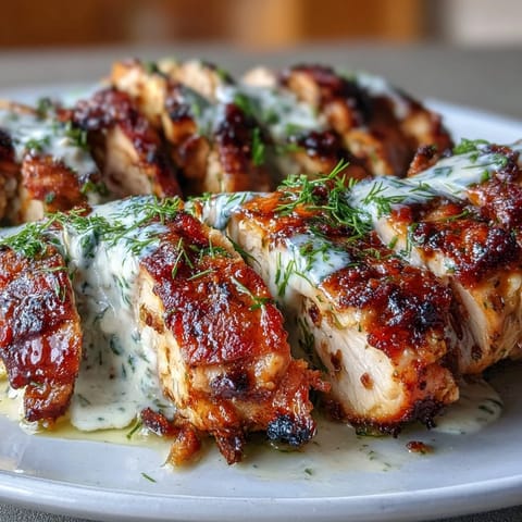 Sliced chicken shawarma served on a platter with fresh vegetables, herbs, and a side of homemade garlic sauce for dipping.  