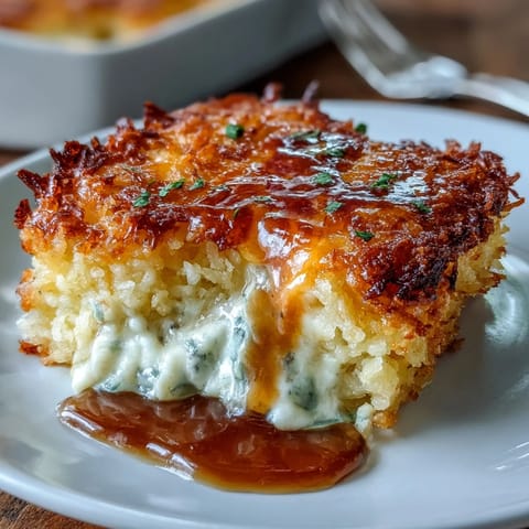 Creamy, cheesy copycat Cracker Barrel hashbrown casserole with golden, bubbly cheddar topping and tender potatoes.