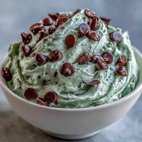 Creamy mint chocolate chip dip with festive green swirls, perfect for St. Patrick's Day celebrations and served with chocolate cookies.  