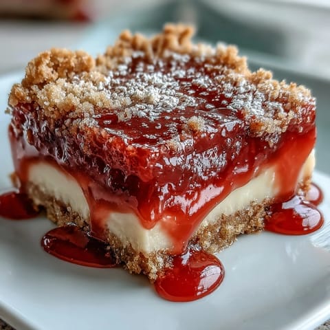 Golden Rhubarb Custard Bars with shortbread crust, boasting tangy fruit and creamy filling.