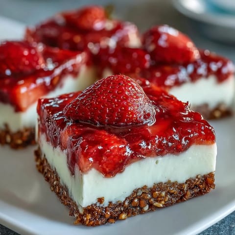 Sweet, salty strawberry pretzel salad bars ready for a summer picnic dessert.