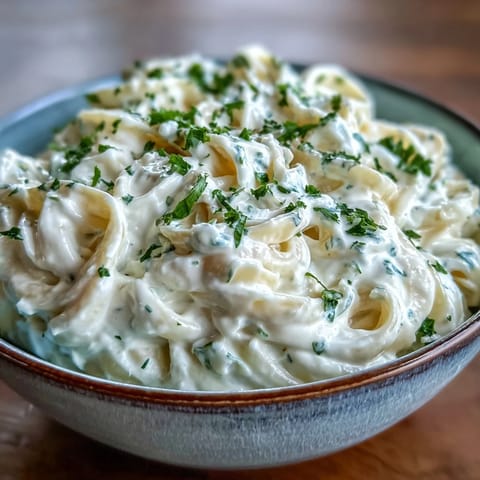 Creamy cottage cheese lemon pasta sauce, drizzled over al dente noodles.