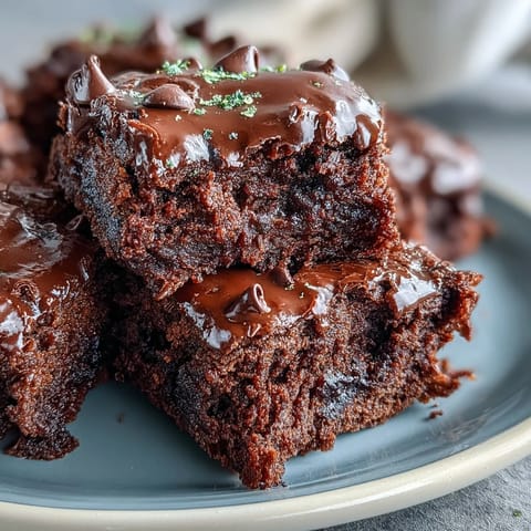 Gooey Zucchini Brownie Bites with melted chocolate chips, a healthy dessert treat.