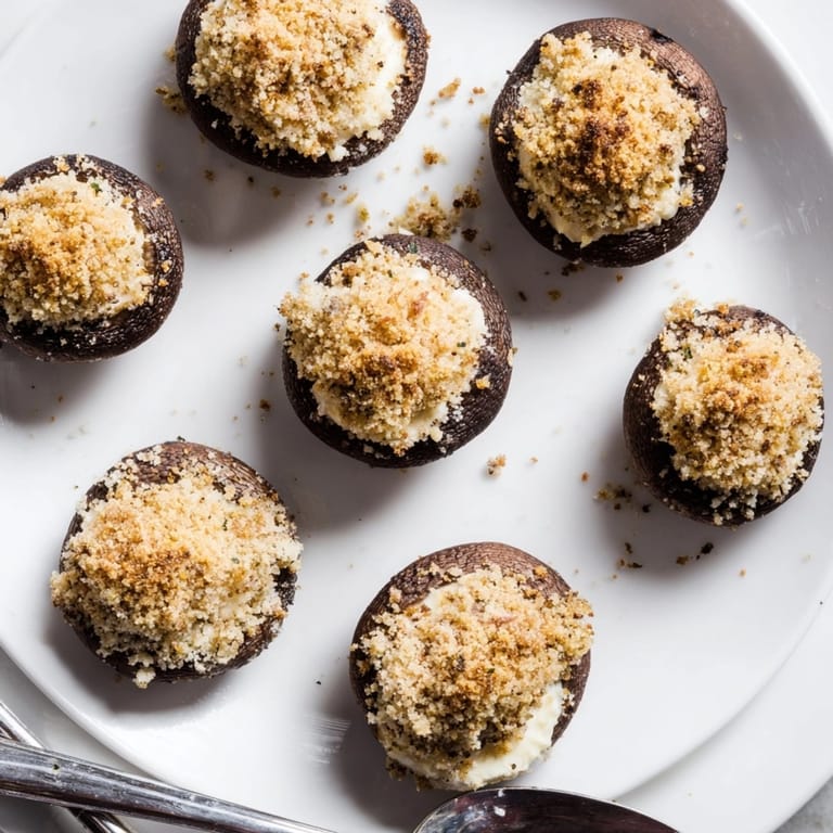Homemade Stuffed Mushrooms recipe: earthy mushrooms brimming with a rich, toasted breadcrumb topping.