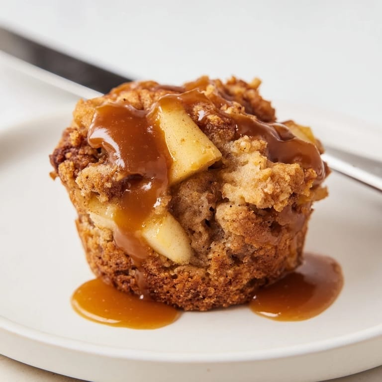 Deliciously tangy caramel apple sourdough muffins fresh out of the oven.