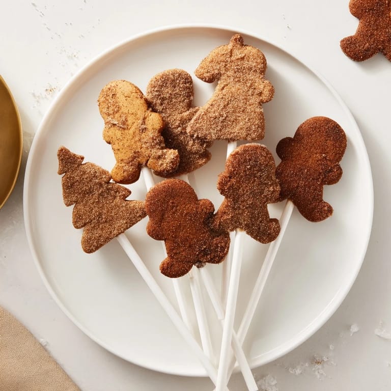 Aromatic cinnamon sugar gingerbread cookie pops on sticks, perfect for sharing at celebrations.