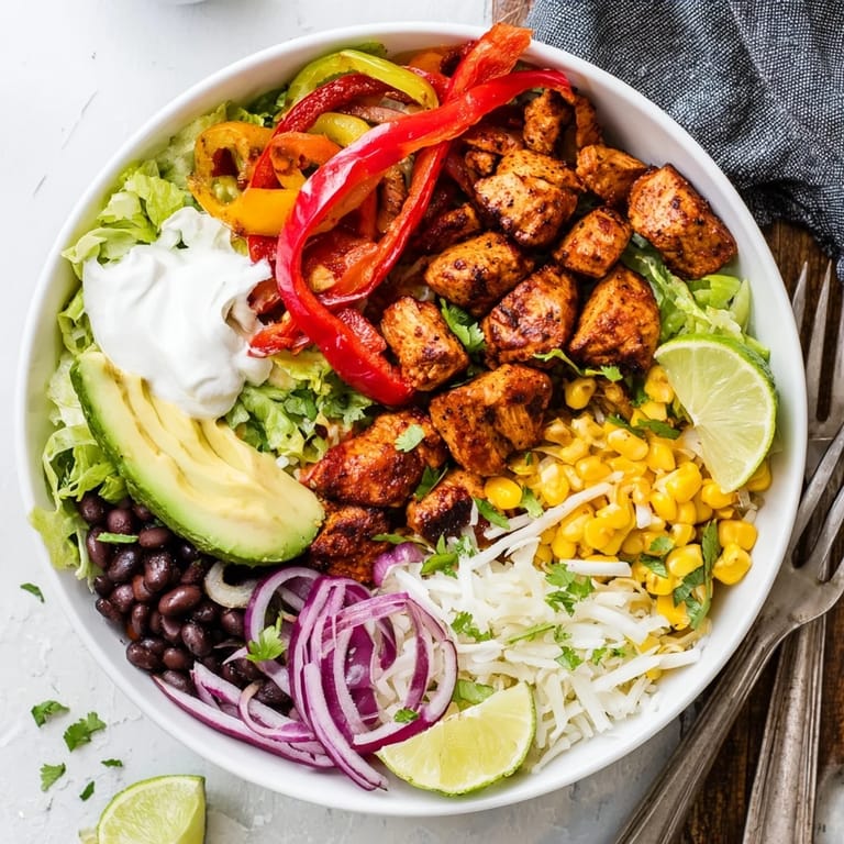 Vibrant Sheet Pan Chicken Burrito Bowls with roasted veggies and zesty lime.  