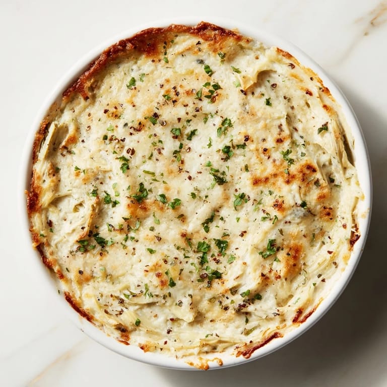 Melting mozzarella blankets the baked artichoke dip, a savory American appetizer bubbling hot.