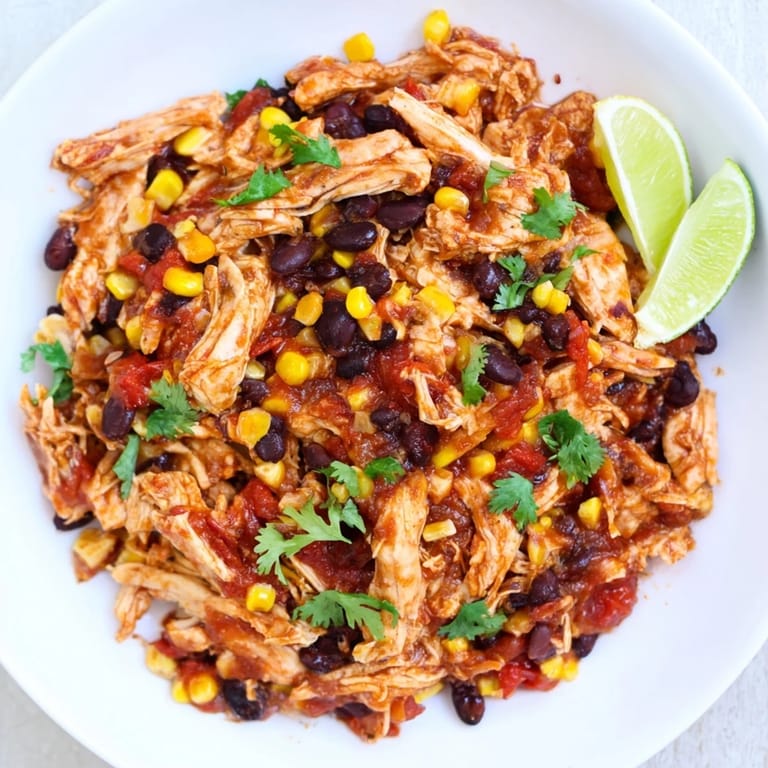 Vibrant slow cooker salsa chicken with tender meat, offering a delicious and easy weeknight recipe.