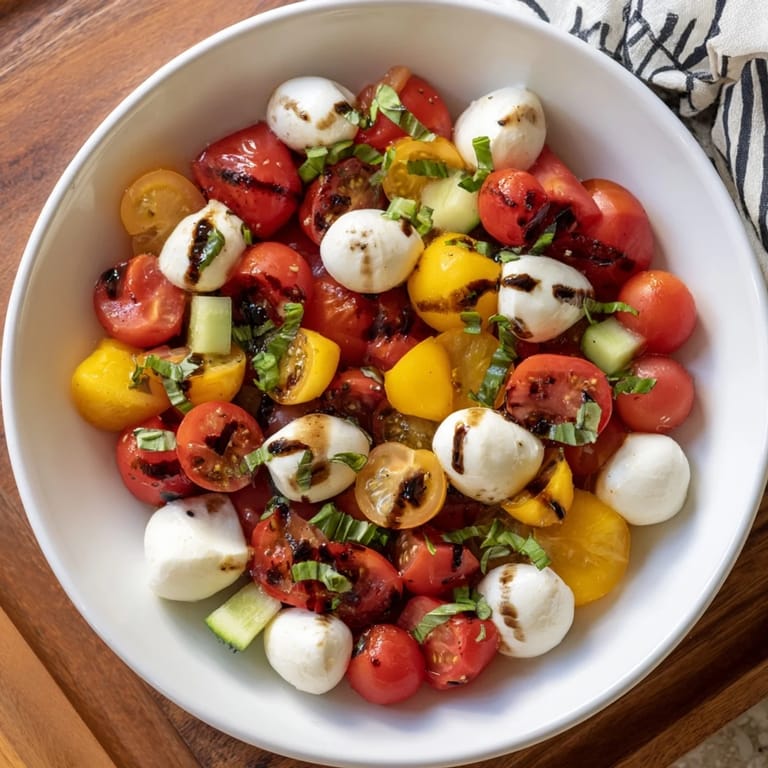 Fresh mozzarella gleams with basil in this chopped Simple Holiday Caprese Salad, appetizing for any gathering.