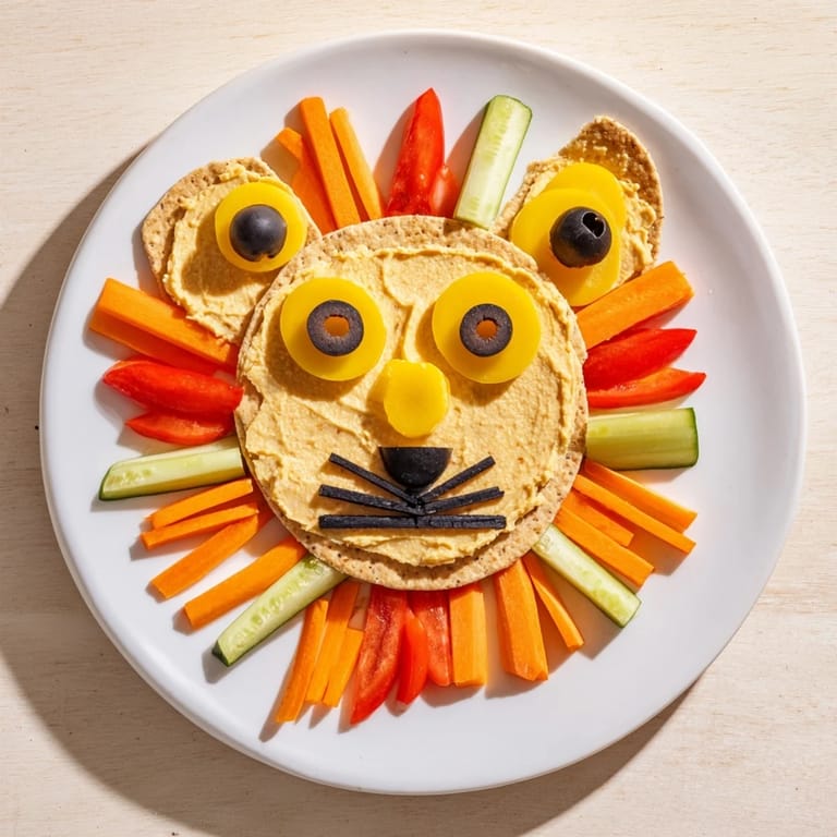 Vibrant King of the Jungle Lion Lunch Board featuring cheddar ears and whimsical olive eyes for the kids.