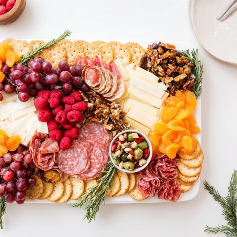 This Meat & Cheese Festive Stocking Charcuterie Board features sliced meats and creamy cheeses, beautifully festive.