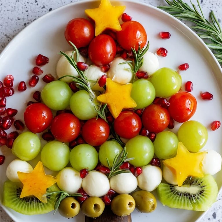 Enjoy a beautifully arranged Christmas Tree Triangle Board, featuring festive fruit arrangement and ready to serve.