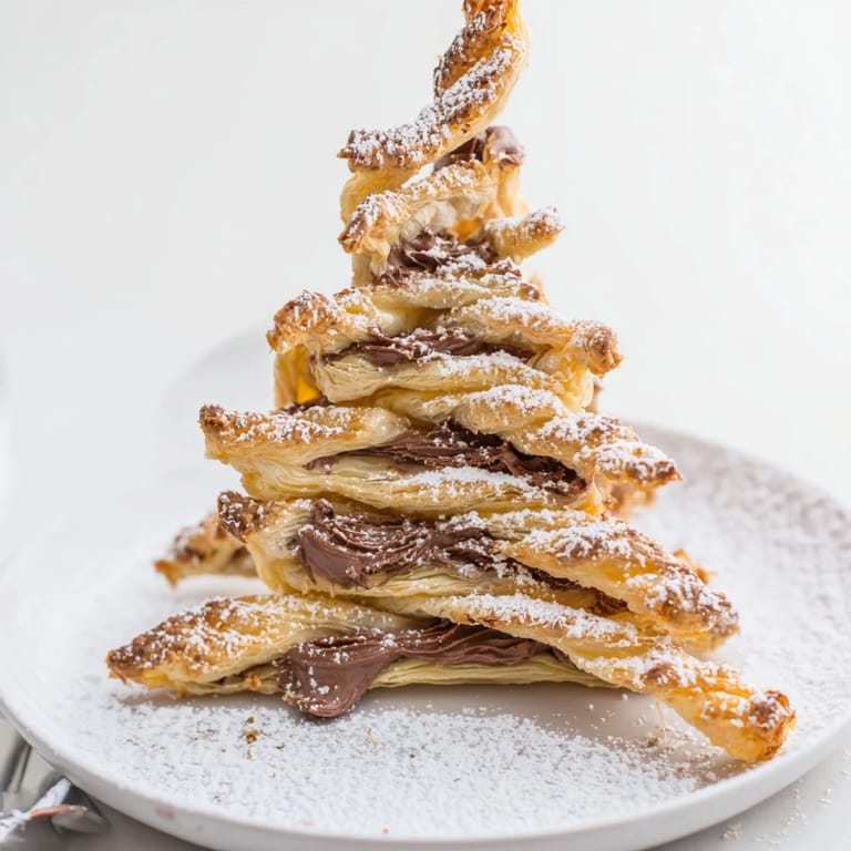 Festive Nutella Pastry Christmas Trees: Imagine puffed, golden pastries filled with hazelnut chocolate.