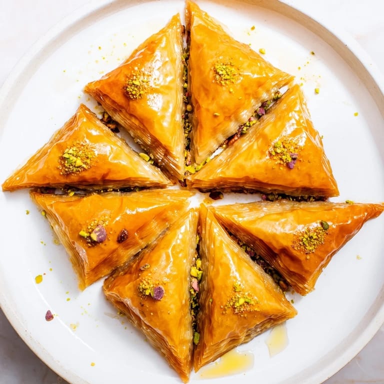 Freshly baked Turkish hazelnut and pistachio baklava, layered and flaky, perfect for sharing and enjoying.
