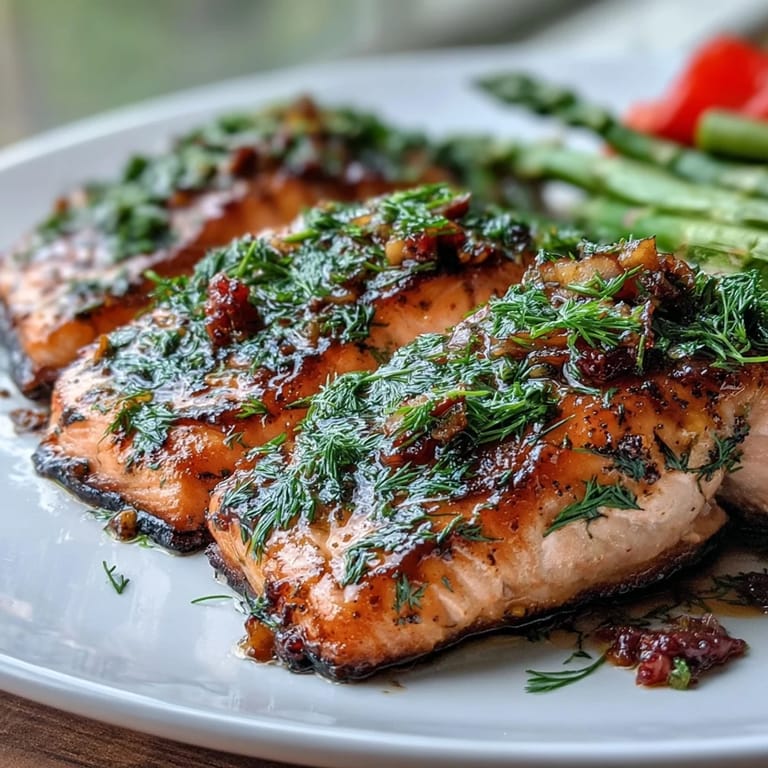Close-up of Marry Me Salmon featuring zesty lemon slices and aromatic garlic on parchment-lined baking sheet.